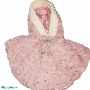 Little lass faux fur with sequin poncho